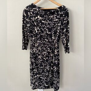Lauren Ralph Black Label Cocktail Party Wedding Twist 3/4 Sleeve Floral …